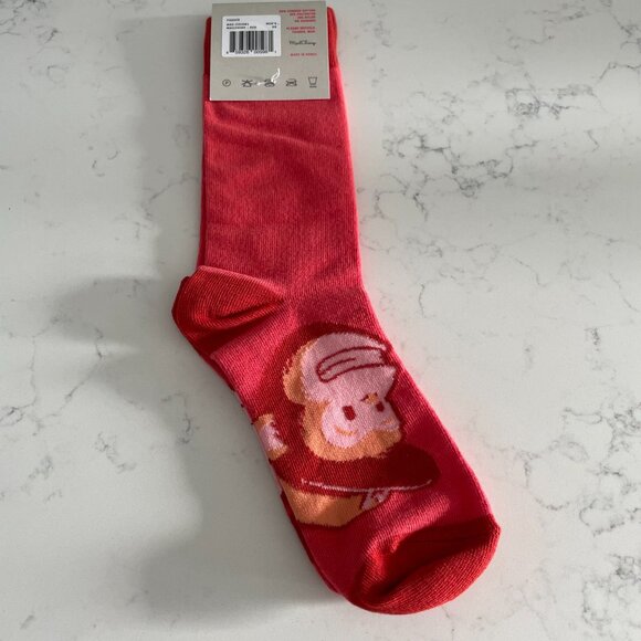 Mail Chimp Fire Engine Red Freddie's Feet Warmers Cotton Poly Socks Red Pink OS - Picture 5 of 7